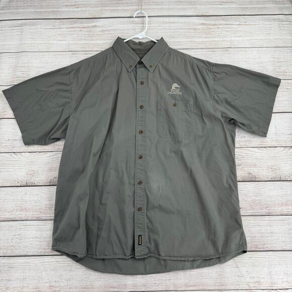 Woolrich Fieldstone Ducks Unlimited Short Sleeve Shirt Men's 3XL Green - Picture 1 of 10